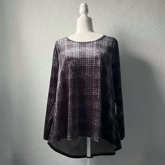 NWT Intro Black Purple Stretch Large Soft Relaxed High Low Sweater Grunge Whimsy - Picture 1 of 6